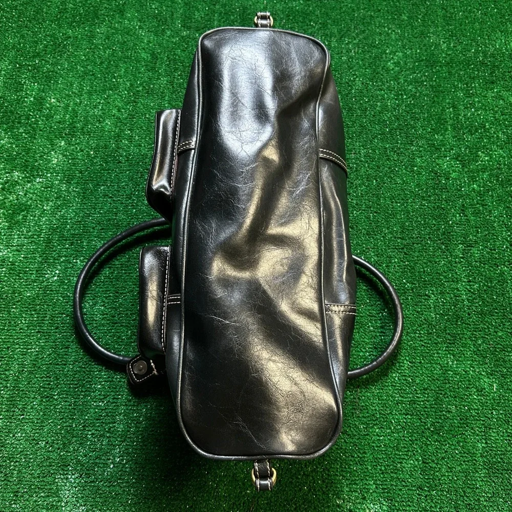 Y2K Gothic Aesthetic Black Medium Sim Leather Satchel Bag Purse